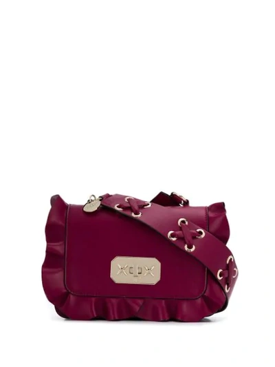 Red Valentino Red(v) Ruffle-trimmed Cross-body Bag - 红色 In Red