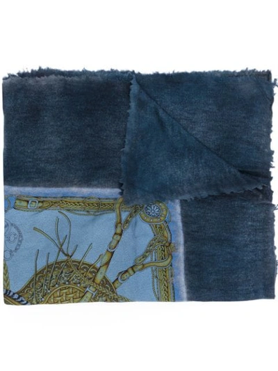 Avant Toi Contrast Panel Shawl - 蓝色 In Blue
