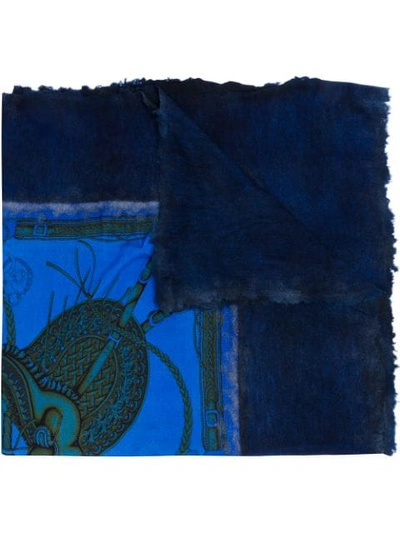 Avant Toi Printed Square Scarf - 蓝色 In Blue