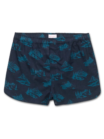 Derek Rose Men's Modern Fit Boxer Shorts Toile 5 Cotton Batiste Teal