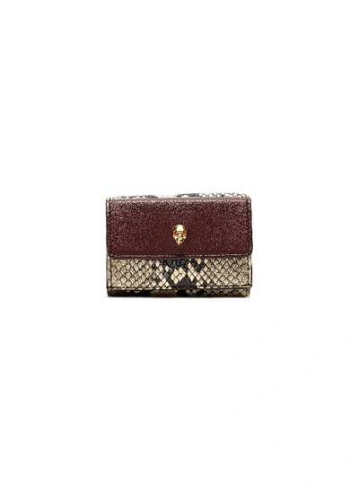 Alexander Mcqueen Skull Charm Python Embossed Colourblock Leather Coin Wallet In Multi-colour