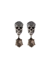 ALEXANDER MCQUEEN Swarovski crystal skull link drop earrings