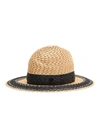 Maison Michel 'virginie' Colourblock Straw Fedora Hat In Neutrals