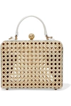 MEHRY MU LUNA LEATHER AND RATTAN TOTE
