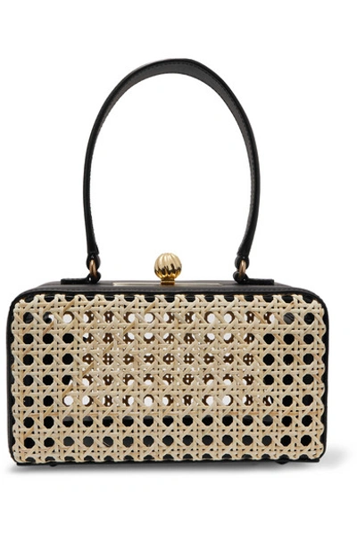 Mehry Mu Luna Leather And Rattan Tote In Black