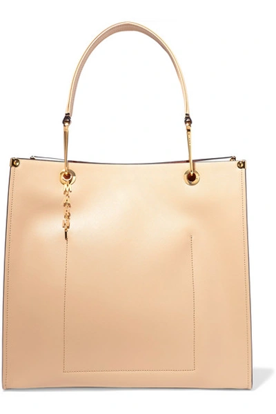 Marni Large Two-tone Textured-leather Tote In Beige