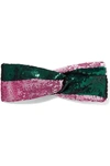 MARY JANE CLAVEROL MILA TWO-TONE SEQUINED COTTON-BLEND HEADBAND