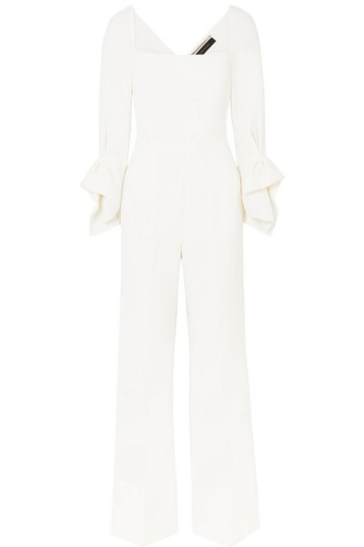 Roland Mouret Bethany Ruffled Wool Jumpsuit In White