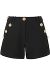 Balmain Button-embellished Cotton-faille Shorts In Black