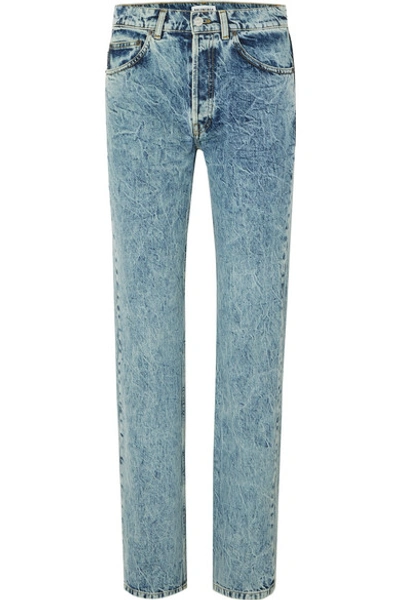 Balenciaga Faded High-rise Straight-leg Jeans In Light Blue