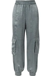 SALLY LAPOINTE CRINKLED-SATIN TRACK PANTS