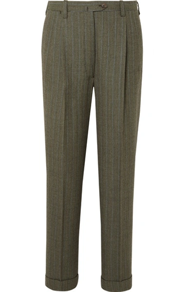 Giuliva Heritage Collection Cornelia Pinstriped Wool Tapered Trousers In Dark Green