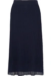 VINCE RIBBED STRETCH-KNIT MIDI SKIRT