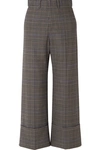 SEA ROWAN CROPPED CHECKED WOVEN WIDE-LEG PANTS