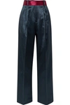 PETER DO BELTED HAMMERED-SATIN STRAIGHT-LEG PANTS