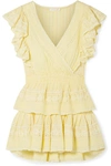LOVESHACKFANCY GWEN RUFFLED LACE-TRIMMED BRODERIE ANGLAISE COTTON MINI DRESS