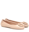 Tory Burch Minnie Quilted Leather Medallion Flats In Beige