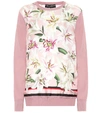 DOLCE & GABBANA FLORAL SILK SWEATER,P00389156