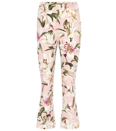 Dolce & Gabbana High Waist Cady Stretch Cropped Trousers In Pink