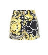 VERSACE SAVAGE BAROCCO DENIM SHORTS,P00395286