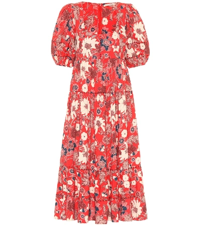 Ulla Johnson Nora Printed Cotton-blend Midi Dress In Red