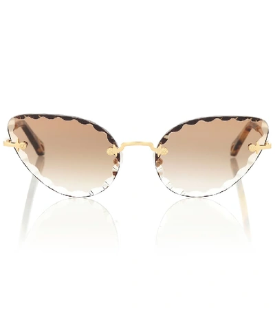 Chloé Rosie Cat-eye Gold-tone And Tortoiseshell Acetate Sunglasses In Brown