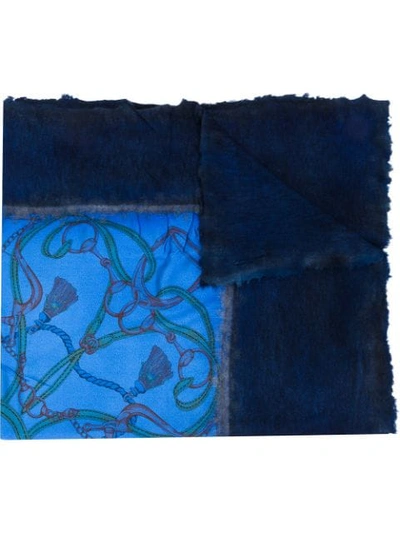 Avant Toi Printed Square Scarf - 蓝色 In Blue