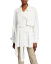 The Row Keera Belted Silk-taffeta Jacket In White