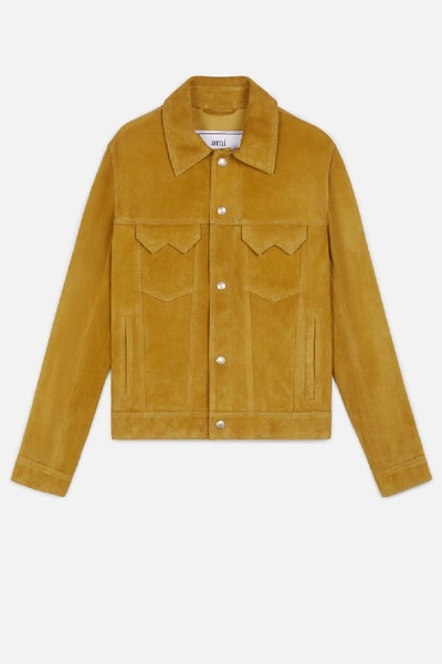 Ami Alexandre Mattiussi Suede Buttoned Jacket In Yellow