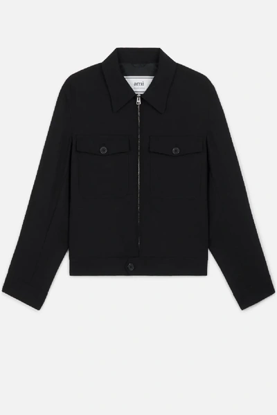 Ami Alexandre Mattiussi Patched Pockets Zipped Jacket In Black