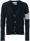 THOM BROWNE 4-BAR ARAN CABLE CARDIGAN