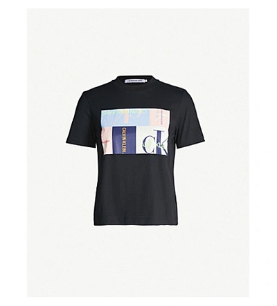 Calvin Klein Graphic-print Round-neck Cotton T-shirt In Ck Black
