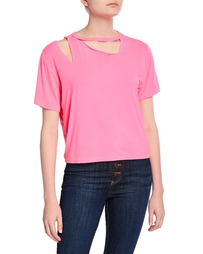 Alice And Olivia Rosylyn Short-sleeve Cutout Tee