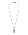 GUCCI MEN'S STERLING SILVER CROSS NECKLACE W/ SYNTHETIC STONES,PROD223320421