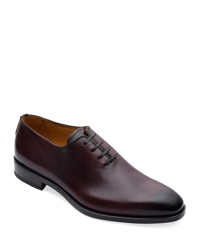 Paul Stuart Men's Lorenzo Whole-cut Antiqued Leather Oxford Shoes In Brown