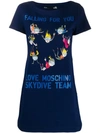 LOVE MOSCHINO SKYDIVING PRINT T-SHIRT DRESS