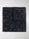 Alexander Mcqueen Skull Print Scarf In Blue