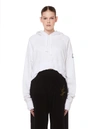 GREG LAUREN GREG LAUREN WHITE COTTON GL CROPPED HOODIE,W301-W/WHITE