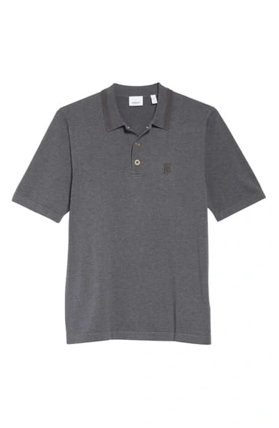 Burberry Contrast-tipped Mélange Cotton Polo Shirt In Grey