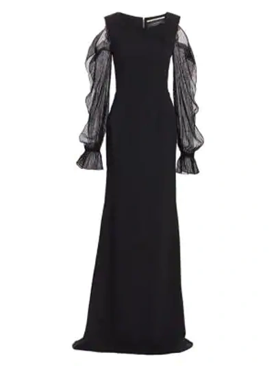 Roland Mouret Cannes Split-sleeve Gown In Black