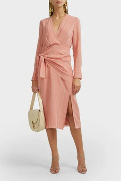 Altuzarra Sade Long-sleeve Striped Wrap-dress In Light Pink
