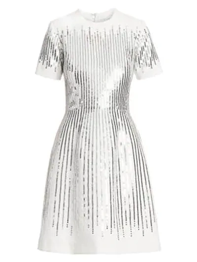 Ahluwalia Sequined Fit-&-flare Dress In Ivory