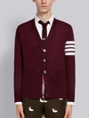Thom Browne Fine Merino Wool V-neck Cardigan In Red