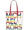 Michael Michael Kors The Michael Large Clear & Rainbow Tote In Rainbow