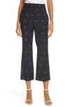 TIBI ANT EMBROIDERED CROP FLARE PANTS,P219AW3135