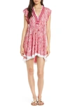 Poupette St Barth Poupette St. Barth Sasha Cover-up Minidress In Pink Fanciful