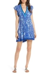 Poupette St Barth Poupette St. Barth Sasha Cover-up Minidress In Blue Geo Batik Vertical