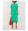 Whistles Zelena Tie-back Crepe Midi-dress In Green