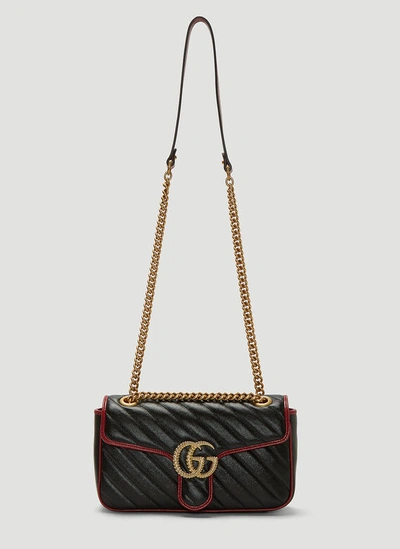Gucci Marmont Leather Shoulder Bag In Black