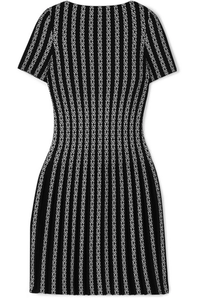 Alaïa Pleated Jacquard-knit Mini Dress In Black